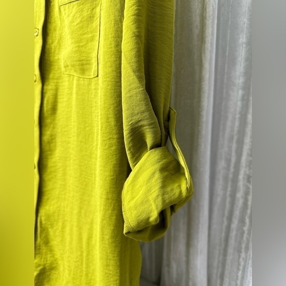 Blue Blossom Women’s Avocado Green Button up Blouse with slits on each side​ - Picture 3 of 10